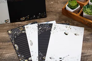 Goldgeprägtes Briefpapier Umschlag Set mit Gitarrennoten Federn für kreatives Schreiben Briefe.