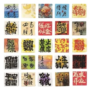 Chinese stijl acryl koelkastmagneten set met creatieve zegensteksten, schattige memomagneten.