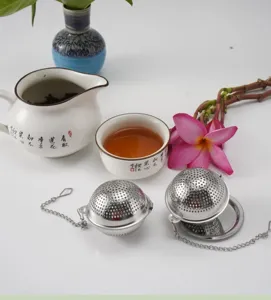 Stainless steel tea infuser ball with chain, portable mesh tea strainer for loose leaf tea.