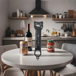 Multifunktionaler Edelstahl Wein Flaschenöffner Süßes Katzenohr Design Tragbarer Bierkapselheber Küchen Bar Werkzeug