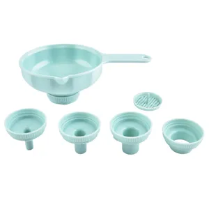 Juego de embudos de cocina de plástico multifunción 6 en 1 con boquillas y colador.