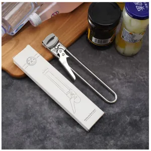 Stainless steel adjustable jar opener detail view, multi-function kitchen tool for easy daily use.