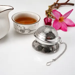 Stainless Steel Tea Infuser Ball Portable Mesh Tea Strainer With Chain And Drip Tray For Loose Leaf Tea Office Home Use