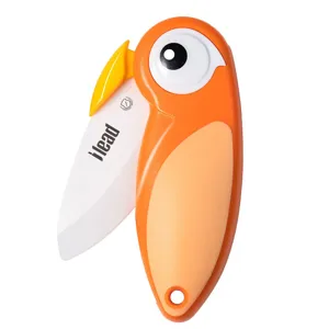 Cuchillo de fruta plegable portátil con diseño de pájaro y hoja de cerámica para la cocina.