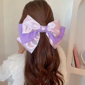 Pinza para el cabello con lazo de satén francés pasador de cinta multicapa accesorio elegante.