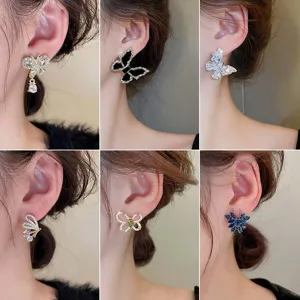 Fashion Zircon Butterfly Stud Earrings High-End Elegant Alloy Tassel Earring Women Jewelry
