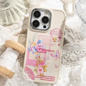 Custodia per telefono estetica retrò con fiori e farfalle simpatica cover protettiva carina