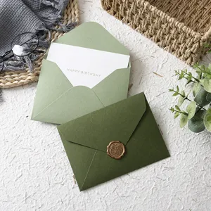 Avocado Olivgrüne Umschläge Waldstil Künstlerische Schreibwaren Für Hochzeit Geburtstag Valentinstag Spezialpapier Umschlag Mit Wachssiegel