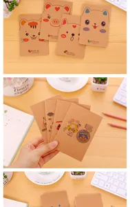 Mini kraft paper notebook set featuring cute cartoon animal covers for daily notes and journaling.