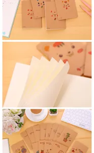 Mini cute cartoon kraft paper notepad portable pocket notebook memo diary journal stationery