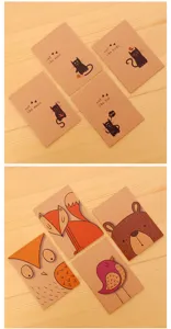Cute mini cartoon kraft paper pocket notebook set for portable daily journaling and writing.