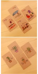 Cute mini kraft paper notebook pocket journal portable cartoon diary memo book