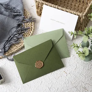 Olivgrüner Umschlag und Geburtstagskarte Briefpapier Set für Hochzeit und Feiertage.