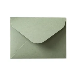 Avocado green textured paper envelope detail view, elegant vintage stationery supply.