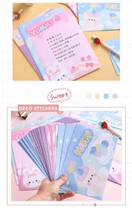 Cute cartoon stationery letter paper and envelope set sweet romantic style for girls