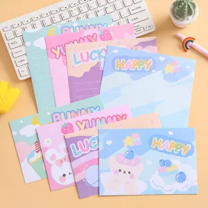 Cute cartoon stationery set with envelopes and writing paper for sweet romantic letters.