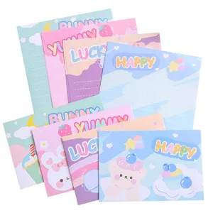 Cute cartoon stationery set with envelopes and writing paper for romantic letters and notes.