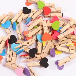 Colorful wooden heart clips set for photo hanging memo notes classroom wall decor craft 90c