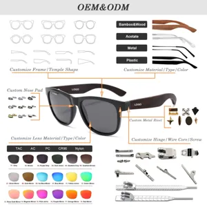 Detalles del producto gafas de sol que muestran varias formas de montura y colores.