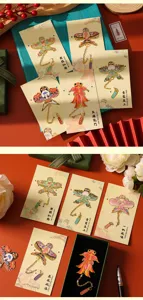 Chinese style metal kite bookmark cultural creative souvenir with delicate tassel and greeting card.