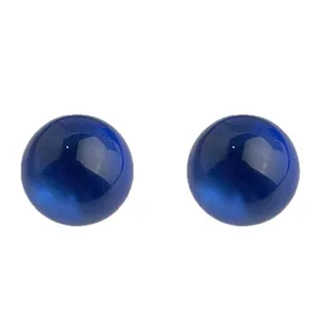 Blue glass crystal ball stud earrings, simple sweet daily commuting stylish jewelry for women.