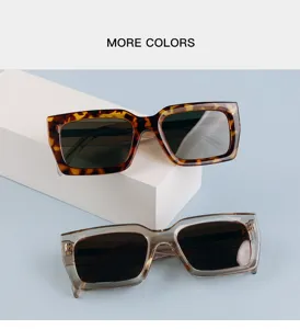 Detailed shot of square sunglasses featuring stylish tortoiseshell and transparent frames.