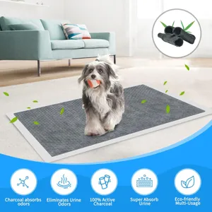 Détail du tapis d'entraînement pour chien au charbon actif avec absorption et anti-odeurs.