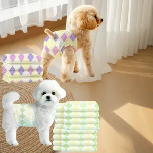 Couches jetables pour chiens, motif losanges mignon, culottes physiologiques principales.