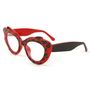 Fashion red black spot cat eye glasses novelty style outdoor eyewear for women men daily wear