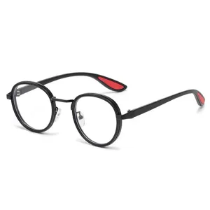 Retro anti-blue light reading glasses with stylish round frames and classic black finish.