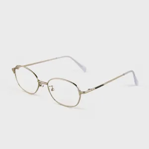 Stylish metal reading glasses for women and men, anti-blue light clear retro round eyewear.