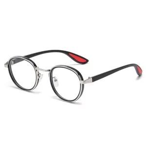 Retro anti-blue light round reading glasses for men and women stylish metal frame eyewear