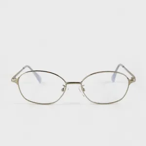 Stylish metal frame anti-blue light reading glasses for women and men, clear lens.