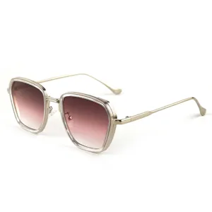 Lunettes de soleil tendance à verres dégradés et double monture métallique anti-UV élégantes