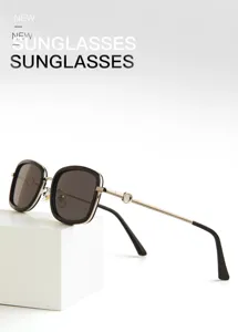 Stylish square metal sunglasses for women, trendy UV protection eyewear for daily outdoor wear.