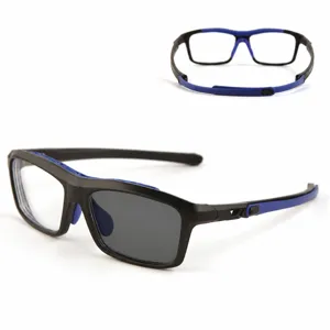 Men sport photochromic glasses with interchangeable strap and blue light blocking lenses.