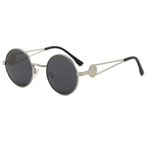 Lunettes de soleil rondes metalliques polarisees retro pour hommes et femmes UV.