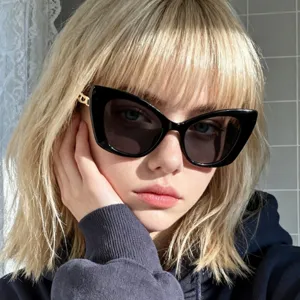 Retro Cat Eye Metal Sunglasses Women Large Frame Vintage Sun Glasses UV400 Trendy Eyewear For Outdoor Travel Party