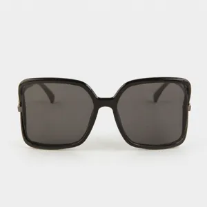 Vrouwen grote vierkante zonnebril chic metalen frame buiten UV bescherming zwarte mode bril