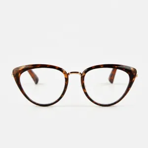 Korean style cat-eye reading glasses for women and men, fashion anti-blue light clear lenses.