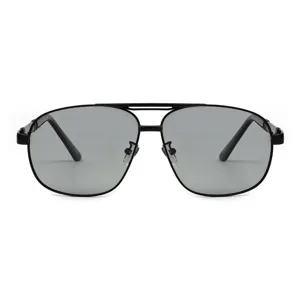 Lunettes de soleil polarisées pour hommes en métal avec design double pont rétro chic.