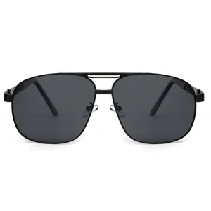 Lunettes de soleil polarisées en métal rétro pour hommes avec grands cadres et double pont.
