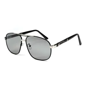 Lunettes de soleil polarisées en métal pour homme pont double rétro grande monture détail