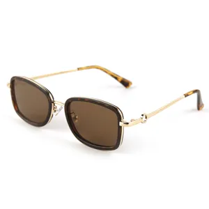 Stylish women metal sunglasses with tortoise shell frame and brown lenses for daily wear.