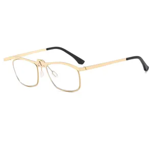 Gafas de lectura retro abatibles con bloqueo de luz azul para hombres y mujeres oro.