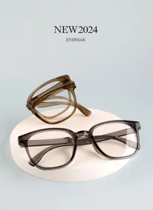 Detailed close-up of stylish vintage folding eyeglasses with clear anti-blue lenses.