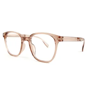 Retro transparent tea frame folding glasses, lightweight anti-blue light daily eyewear.