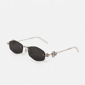 Fashion Polygon Rimless Sunglasses For Women Luxury Rhinestone Metal Frame Anti-UV Trendy Sun Glasses