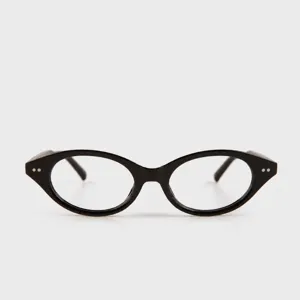 Occhiali da lettura piccoli con rivetti neri per donna e uomo, montatura stile nerd chic.