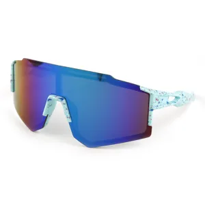 Occhiali da sole per ciclismo sportivo per bambini con lente colorata e cornice schizzi.